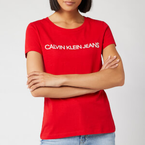 Calvin Klein Jeans Women's Institutional Logo Slim Fit T-Shirt - Barbados Cherry