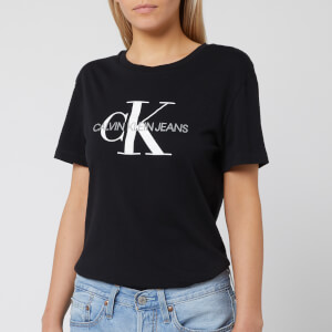 Calvin Klein Jeans Women's Monogram Logo Regular Fit T-Shirt - CK Black