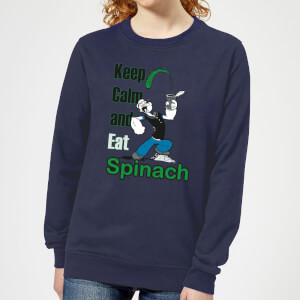 Popeye Keep Calm And Eat Spinach Women's Sweatshirt - Navy