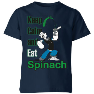Popeye Keep Calm And Eat Spinach Kids' T-Shirt - Navy