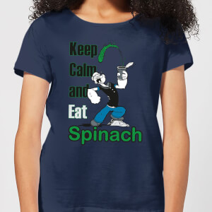 Popeye Keep Calm And Eat Spinach Women's T-Shirt - Navy