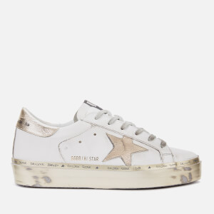 Golden Goose Deluxe Brand Women's Hi Star Leather Flatform Trainers - White/Gold Sparkle