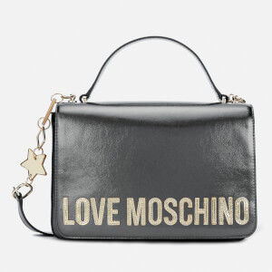 Love Moschino Women's Logo Charm Shoulder Bag - Pewter