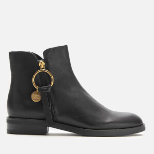 See By Chloé Women's Leather Flat Ankle Boots - Nero