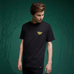 Camiseta Legend Of Zelda Escudo Hyrule Bordado - Negro