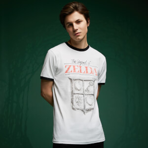 Legend Of Zelda Retro Logo T-Shirt - White / Black Ringer