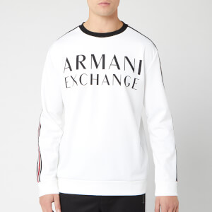 Armani Exchange Men's Stripe Detail Crew Neck Top - White