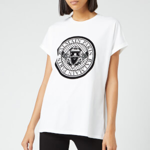 Balmain Women's Flocked Coin T-Shirt - White