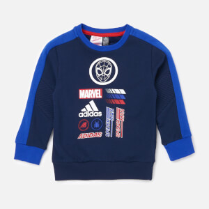 adidas Boys' Little Boys Spider-Man Crew Neck Sweatshirt - Blue