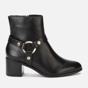 Dune Women's Pipkin Leather Heeled Ankle Boots - Black