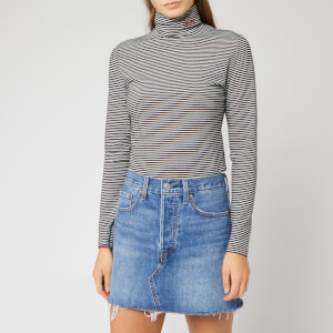 Levi's Women's Knit Turtleneck Top - Logo Knit Turtleneck Cascade Stripe