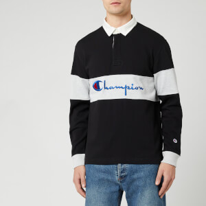 Champion Men's Big Script Long Sleeve Polo Shirt - Black