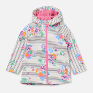 Joules Girls' Raindance Showerproof Rubber Coat - Cream Navy Floral