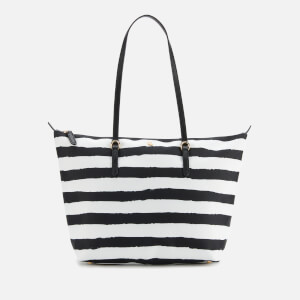Lauren Ralph Lauren Women's Keaton 26 Nylon Tote Bag - Black/White Painted Stripe