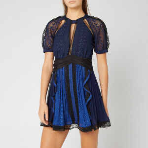 Self-Portrait Women's Geometric Lace Mini Dress - Blue