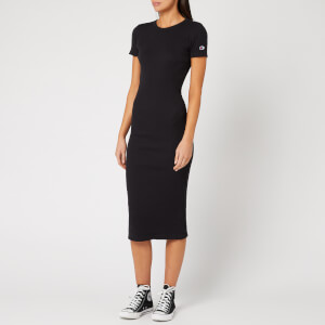 Champion Women's Ribbed Short Sleeve T-Shirt Dress - Black