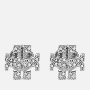 Tory Burch Women's Crystal Logo Stud Earrings - Silver/Crystal