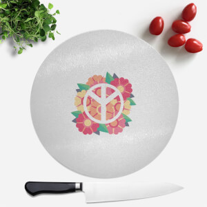 Peace Symbol Floral Round Chopping Board
