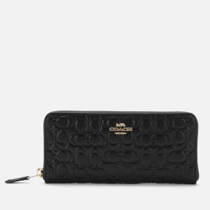 Coach Women's Signature Leather Slim Accordion Zip Wallet - Black