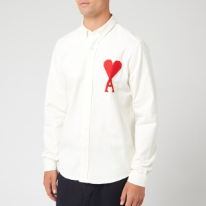 AMI Men's Oxford Long Sleeve Shirt - Blanc