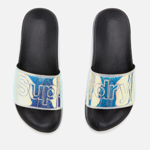 Superdry Women's Holographic Glitter Pool Slide Sandals - Black