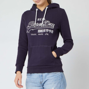 Superdry Women's V Logo Emb Outline Entry Hoody - Rinse Navy