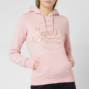 Superdry Women's Prem Script Satin Entry Hoody - Shell Pink