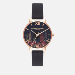 Olivia Burton Women's Dark Bouquet Watch - Black and Rose Gold
