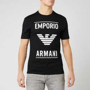Emporio Armani Men's Full Front Logo T-Shirt - Black