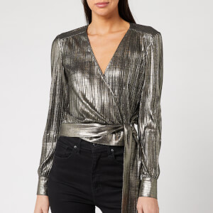 Ted Baker Women's Elwiira Metallic Wrap Top - Silver