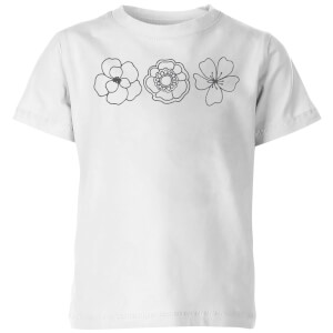 Hand Drawn Flowers Kids' T-Shirt - White