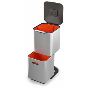 Joseph Joseph Totem Compact 40-Litre Waste Separation & Recycling Bin - Stainless Steel