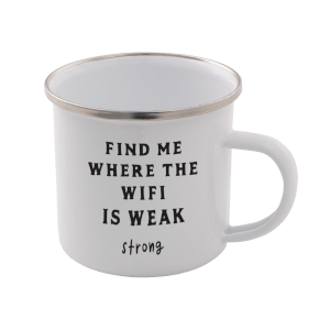 Find Me Where The Wifi Is Weak Enamel Mug – White