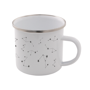 Star Sign Enamel Mug – White