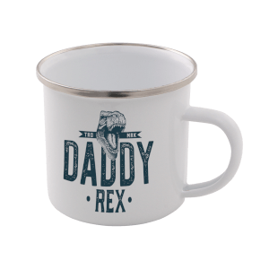 Daddy Rex Enamel Mug – White