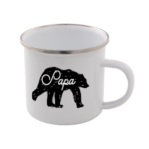 Papa Bear Enamel Mug – White
