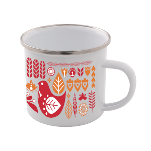 Colourful Scandi Enamel Mug – White