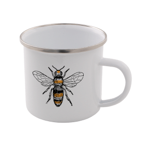 Bees Enamel Mug – White