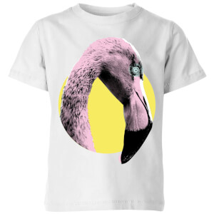 Flamingo With Circular Background Kids' T-Shirt - White