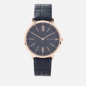 Tommy Hilfiger Men's Cooper Leather Strap Watch - Rou Navy