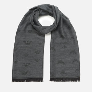 Emporio Armani Men's Scarf Allover Eagle - Anthracite