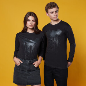 Batman Dripping Logo Long Sleeved T-Shirt - Black