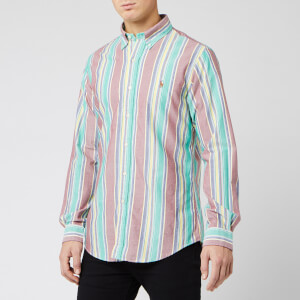 Polo Ralph Lauren Men's Oxford Multi Stripe Shirt - Garnet/Yellow Multi