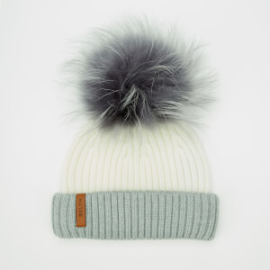 BKLYN Women's Merino Classic Pom Pom Hat - White/Grey