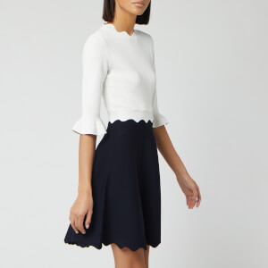 Ted Baker Women's Lauron Sleeve Detail Knitted Skater Dress - Dark Blue