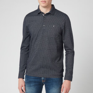 Ted Baker Men's Out Of Long Sleeve Jacquard Polo Shirt- Navy