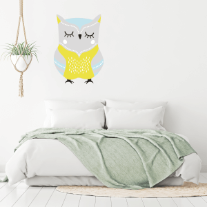 Yellow Owl Wall Art Sticker