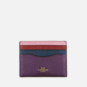 Coach Women's Metallic Colorblock Flat Card Case - Metallic Plum Multi