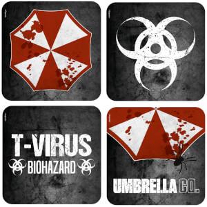 Resident Evil Umbrella Corporation 4 Piece Wooden Coaster Set 