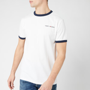 Tommy Jeans Men's Ringer Logo T-Shirt - Classic White/Black Iris